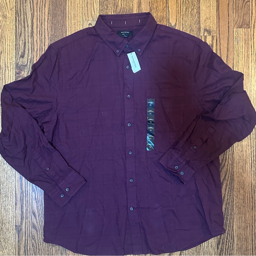 Banana Republic New Lightweight Flannel Slim Untucked Red Button Up Shirt NWT